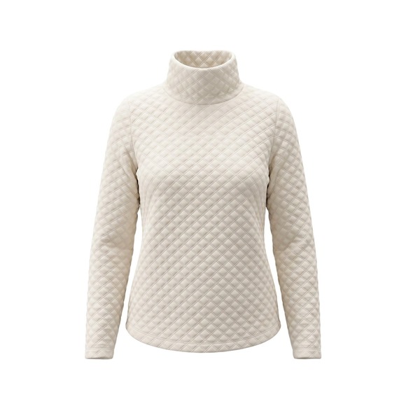 J.Crew Tops - J.Crew‎ Quilted Turtleneck Sweatshirt Ivory Diamond Pattern - Small